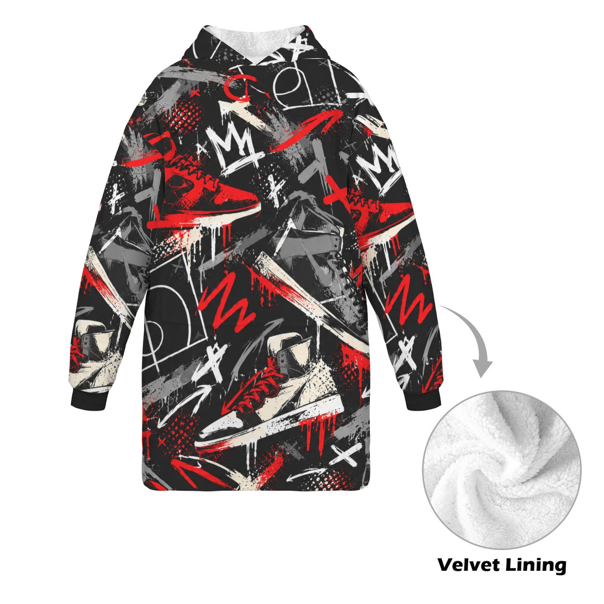 Kicks Blanket Hoodie - Black/Red