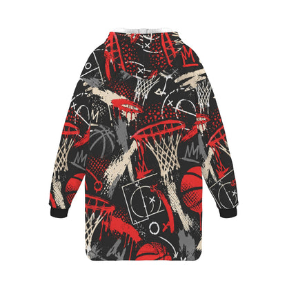 Rim Check Blanket Hoodie - Black/Red
