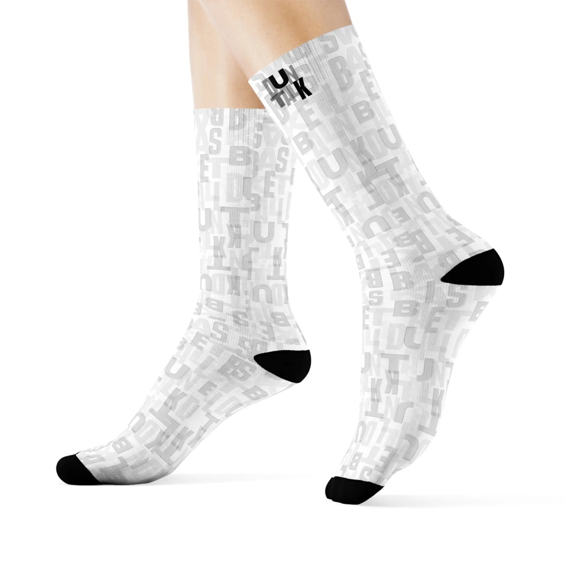 Duntalk "Court Vision" Basketball Socks- White Printify