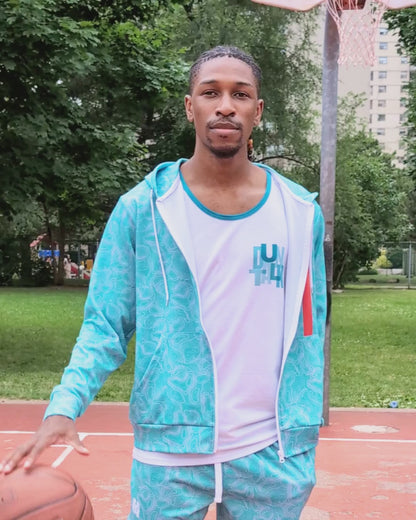 "Splash" Basketball Zip-Up Hoodie - Aqua