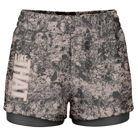 Pink mud print basketball shorts with compression lining underneath