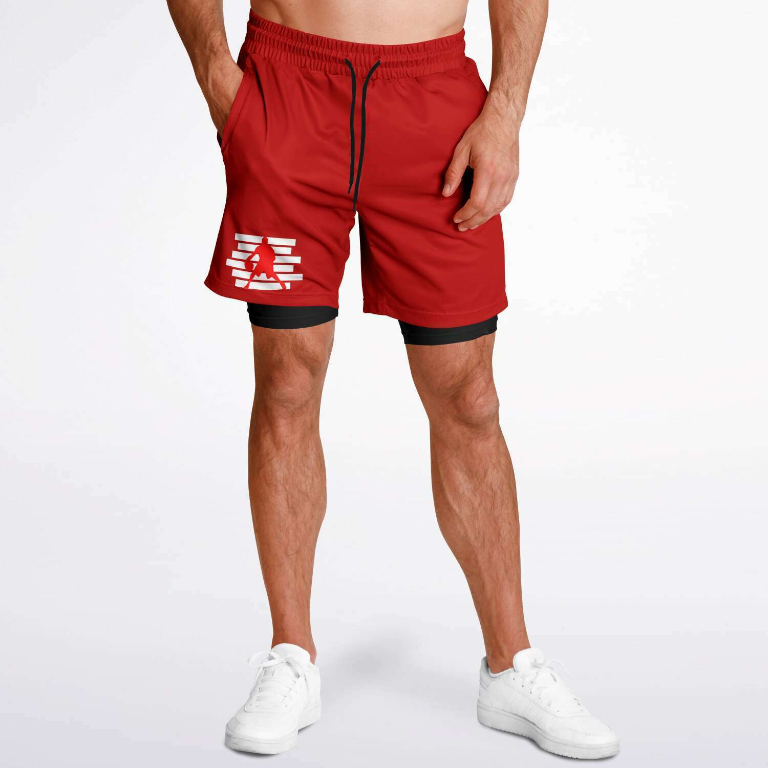 Duntalk "Da Man Dem" 2-in-1 Basketball Shorts - Red Subliminator