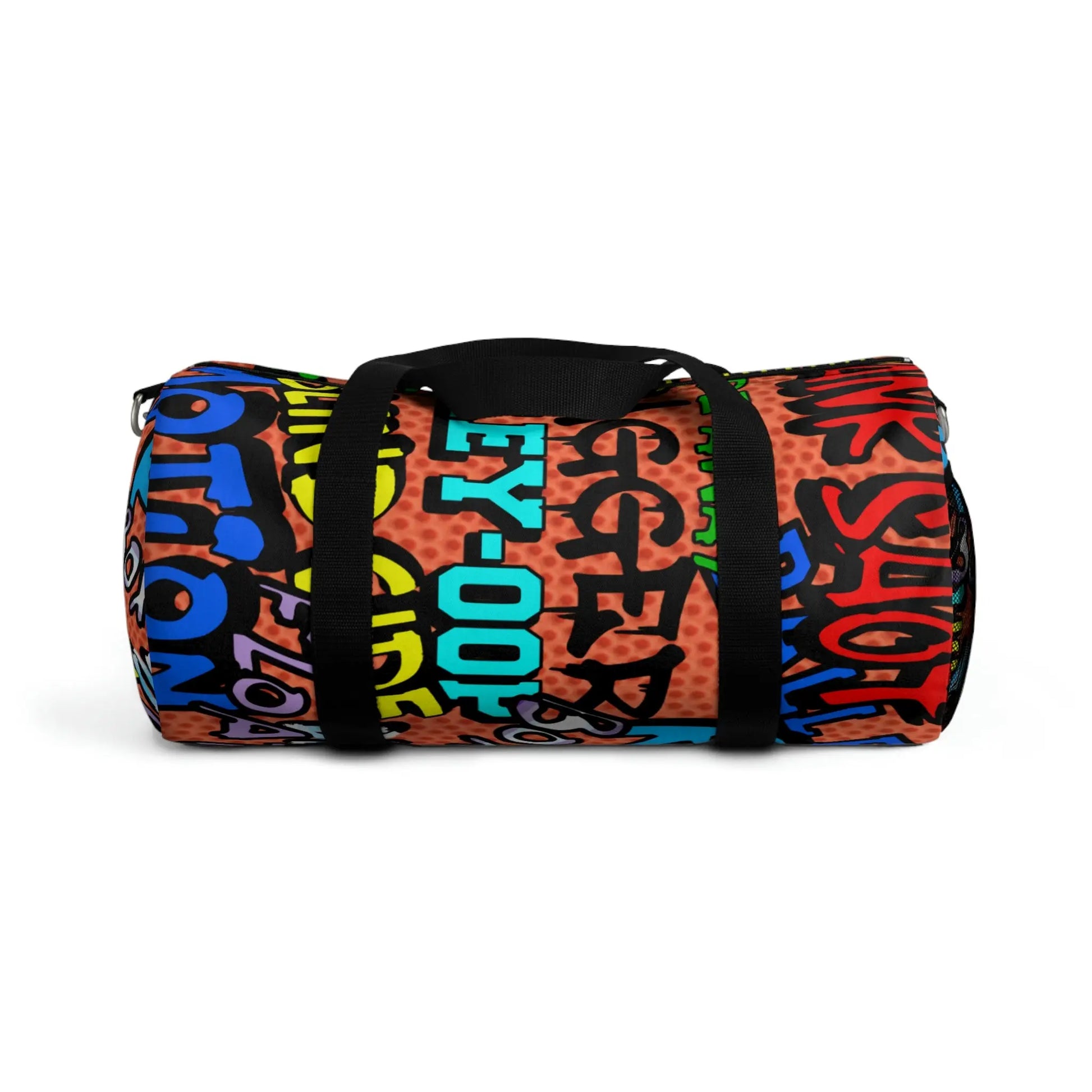 Duntalk "Ball All Day" Canvas Basketball Graffiti Duffle Bag - Orange Printify