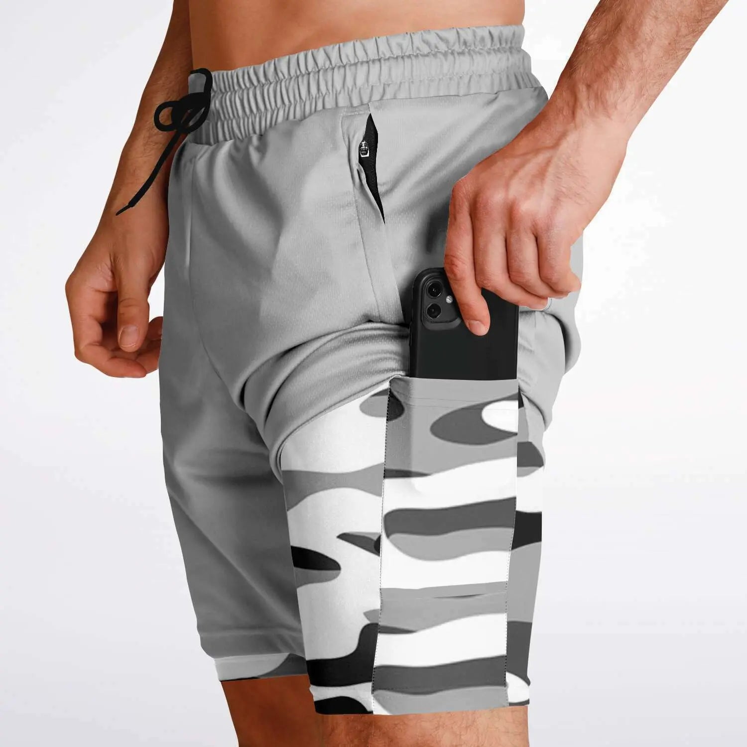 Duntalk "Camo" 2 in 1 Basketball Shorts - Grey Subliminator