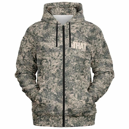 Pink mud design sweater with zipper and a hood